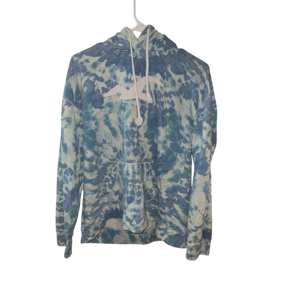 Hollister Blue And White Tie Dye Pullover Hoodie Size L